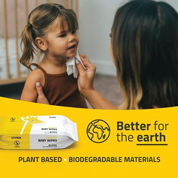 DYPER Bamboo Baby Wet Wipes | Unscented for Sensitive Newborn Skin | Natural + Hypoallergenic | Honest Ingredients | Plant-Based + 99% Water | Face & Hand | 4 Packs (320 Count) - Image 3