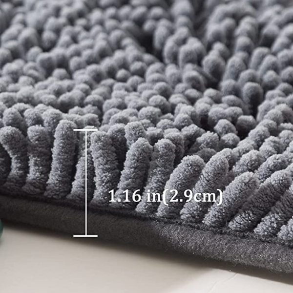 SONORO KATE Bathroom Rug,Non-Slip Bath Mat,Soft Cozy Shaggy Durable Thick Bath Rugs for Bathroom,Easier to Dry, Plush Rugs for Bathtubs, Rain Showers and Under The Sink (Dark Grey, 32"×20") - Image 2