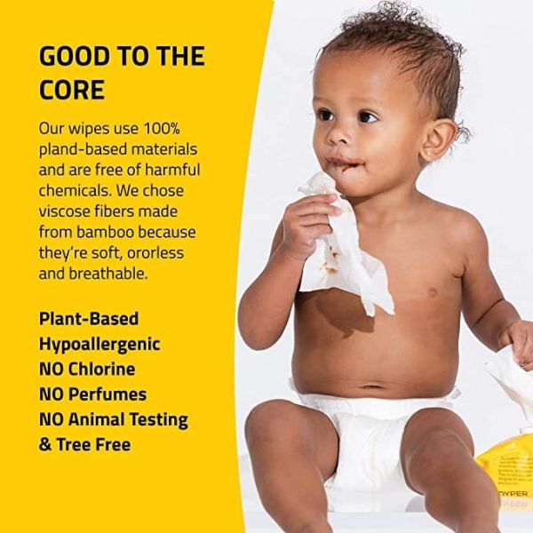DYPER Bamboo Baby Wet Wipes | Unscented for Sensitive Newborn Skin | Natural + Hypoallergenic | Honest Ingredients | Plant-Based + 99% Water | Face & Hand | 4 Packs (320 Count)