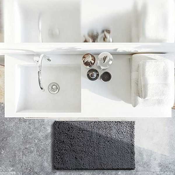 SONORO KATE Bathroom Rug,Non-Slip Bath Mat,Soft Cozy Shaggy Durable Thick Bath Rugs for Bathroom,Easier to Dry, Plush Rugs for Bathtubs, Rain Showers and Under The Sink (Dark Grey, 32"×20")