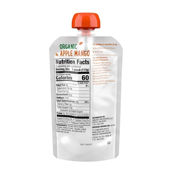 Mama Bear Organic Baby Food, Stage 2, Apple Mango, 4 Ounce Pouch (Pack of 12) - Image 2