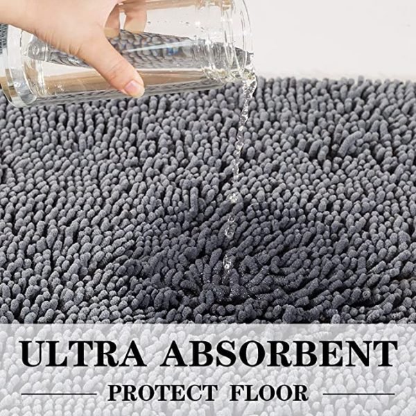 SONORO KATE Bathroom Rug,Non-Slip Bath Mat,Soft Cozy Shaggy Durable Thick Bath Rugs for Bathroom,Easier to Dry, Plush Rugs for Bathtubs, Rain Showers and Under The Sink (Dark Grey, 32"×20") - Image 4