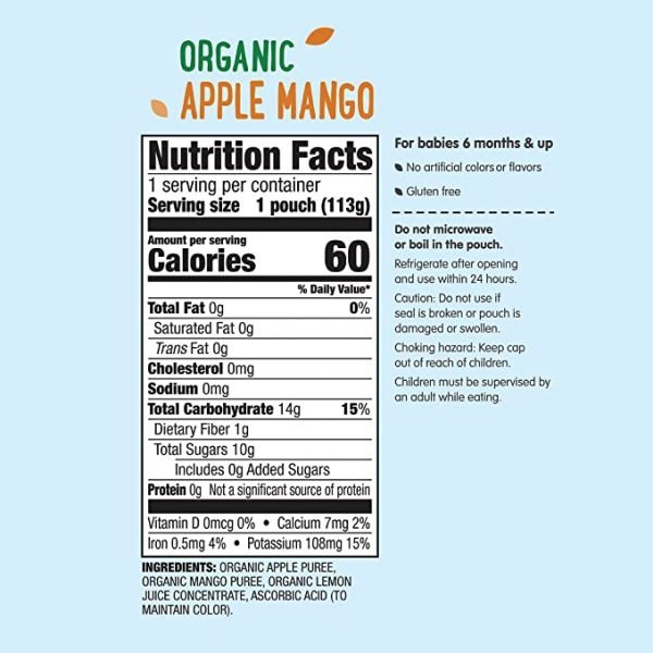Mama Bear Organic Baby Food, Stage 2, Apple Mango, 4 Ounce Pouch (Pack of 12) - Image 3