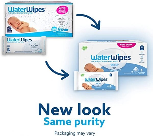 WaterWipes Textured Clean Baby Wipes, 99.9% Water, Unscented & Hypoallergenic for Baby & Toddlers, 4 Packs (240 Count)