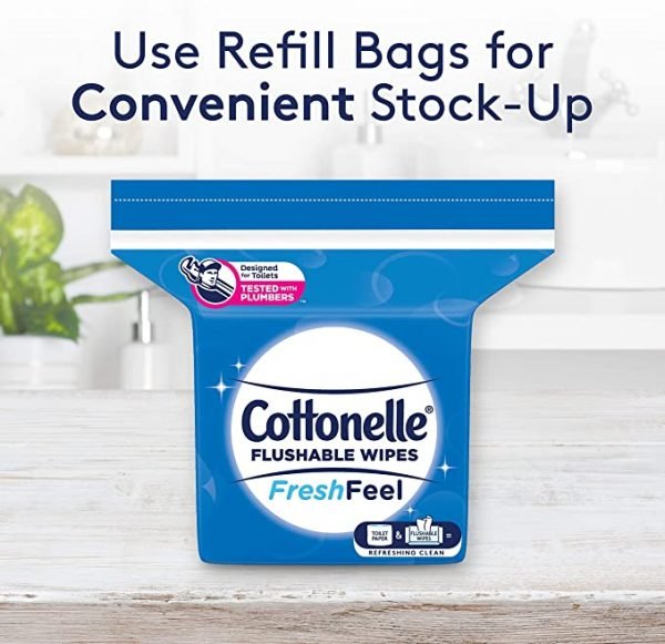 Cottonelle FreshFeel Flushable Wet Wipes, 4 Refill Packs, 168 Wipes per Pack (672 Total Flushable Wipes) - Image 5