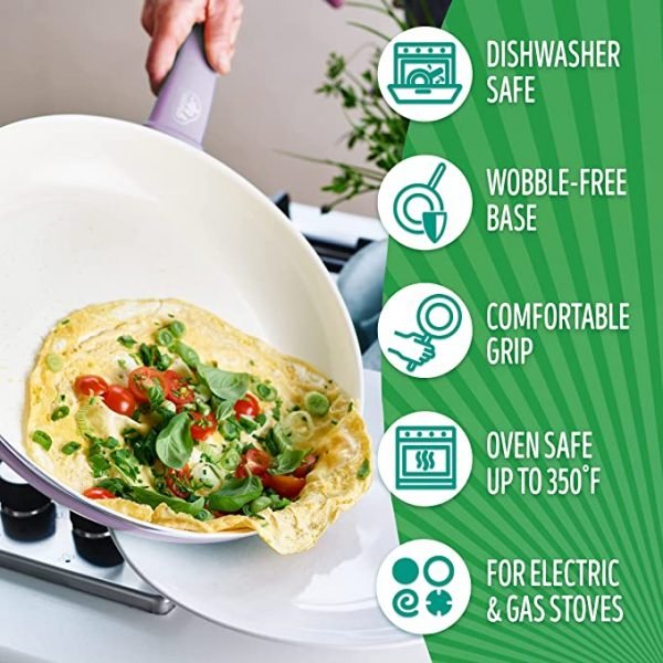 GreenLife Soft Grip Healthy Ceramic Nonstick 16 Piece Cookware Pots and Pans Set, PFAS-Free, Dishwasher Safe, Red - Image 3
