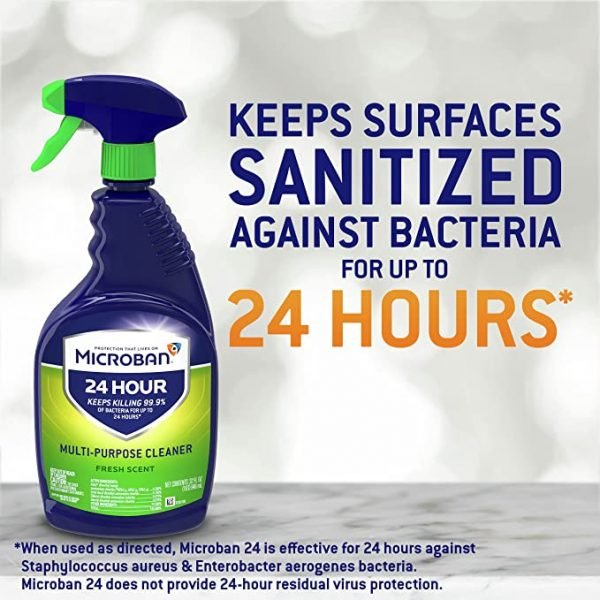Microban Disinfectant Spray, 24 Hour Sanitizing and Antibacterial Spray, All Purpose Cleaner, Fresh Scent, 22 fl oz (Pack of 4)