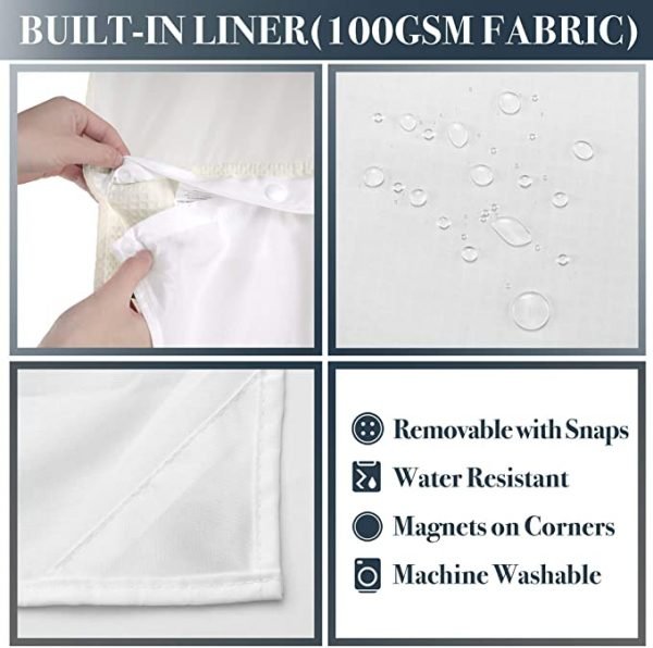 Waffle Weave Shower Curtain with Snap-in Fabric Liner Set, 12 Hooks Included - Hotel Style Cream Shower Curtain for Bathroom, Water-Repellent & Washable, Mesh Top Window - 71x72, Cream - Image 2