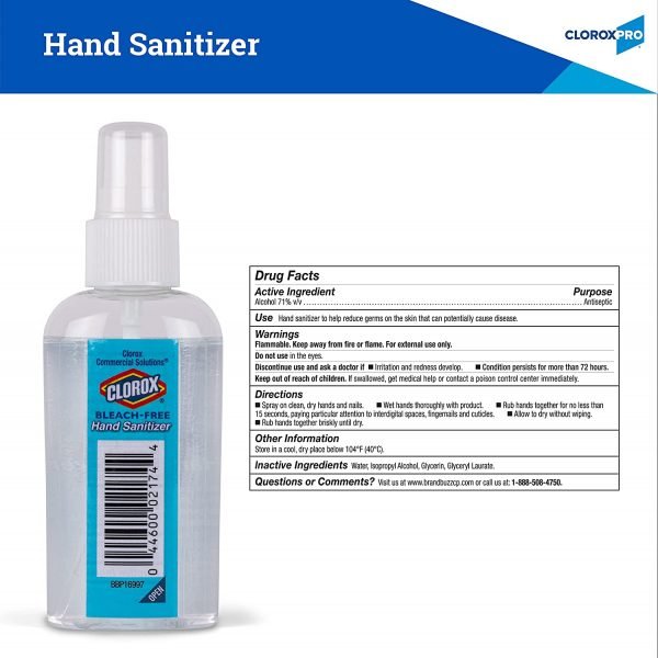 Clorox Commercial Solutions Liquid Hand Sanitizing Spray for Professional Use and Everyday Hand Cleaning - Clorox Hand Sanitizer Spray, 2 ounce - 1 Pack - Image 3