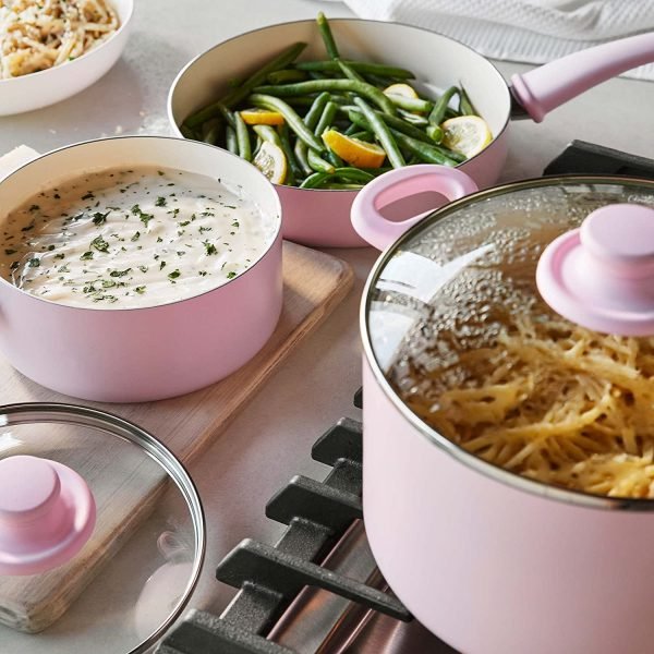 GreenLife Soft Grip Healthy Ceramic Nonstick 16 Piece Cookware Pots and Pans Set, PFAS-Free, Dishwasher Safe, Turquoise - Image 5