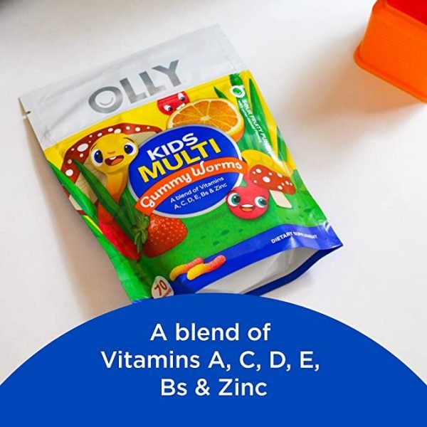 OLLY Kids Multivitamin Gummy Worms, Overall Health and Immune Support, Vitamins and Minerals A, C, D, E, Bs and Zinc, Kids Chewable Supplement, Sour Fruit Punch, 45 Day Supply - 70 Count - Image 3