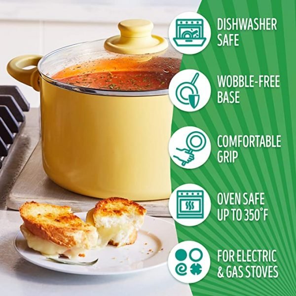 GreenLife Soft Grip Healthy Ceramic Nonstick, 16 Piece Cookware Pots and Pans Set, PFAS-Free, Dishwasher Safe, Blue - Image 2