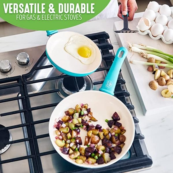 GreenLife Soft Grip Healthy Ceramic Nonstick, 16 Piece Cookware Pots and Pans Set, PFAS-Free, Dishwasher Safe, Lavender - Image 5