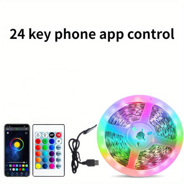 5050 RGB Led Strip Lights Music Sync Color Changing ; Smart Application Remote Control; Led Strip Lights For Bedroom Room Home Decorative Party Festival. - Image 18