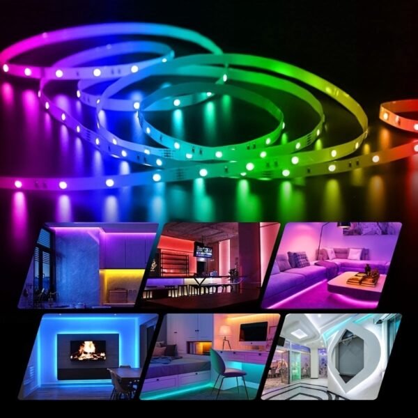 5050 RGB Led Strip Lights Music Sync Color Changing ; Smart Application Remote Control; Led Strip Lights For Bedroom Room Home Decorative Party Festival. - Image 27