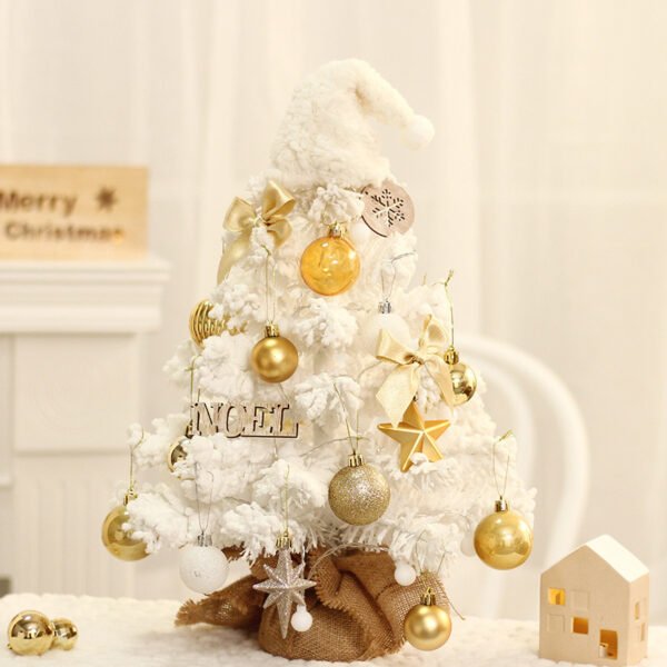 Tabletop Christmas Tree Small Mini Christmas Tree for Table Top;  Artificial Snow Flocked with Xmas Ornaments;  Gold Christmas Decorations for Home Office Apartment - Image 2