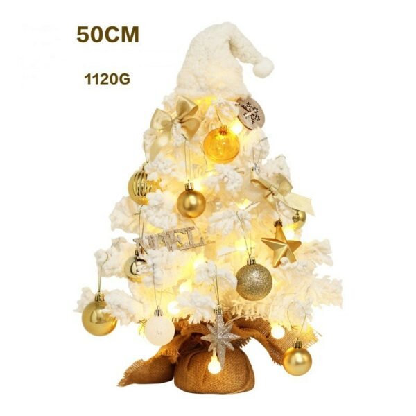 Tabletop Christmas Tree Small Mini Christmas Tree for Table Top;  Artificial Snow Flocked with Xmas Ornaments;  Gold Christmas Decorations for Home Office Apartment - Image 6