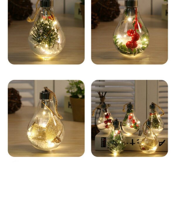Pack Of 5 Led Transparent Christmas Decoration Ball; Creative Simulation Light Bulb Christmas Tree Decoration Pendant Plastic Ball. - Image 2