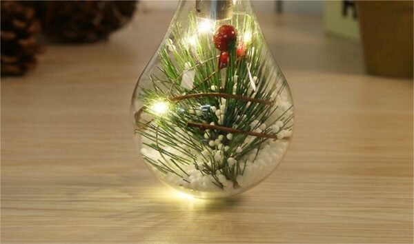 Pack Of 5 Led Transparent Christmas Decoration Ball; Creative Simulation Light Bulb Christmas Tree Decoration Pendant Plastic Ball. - Image 5