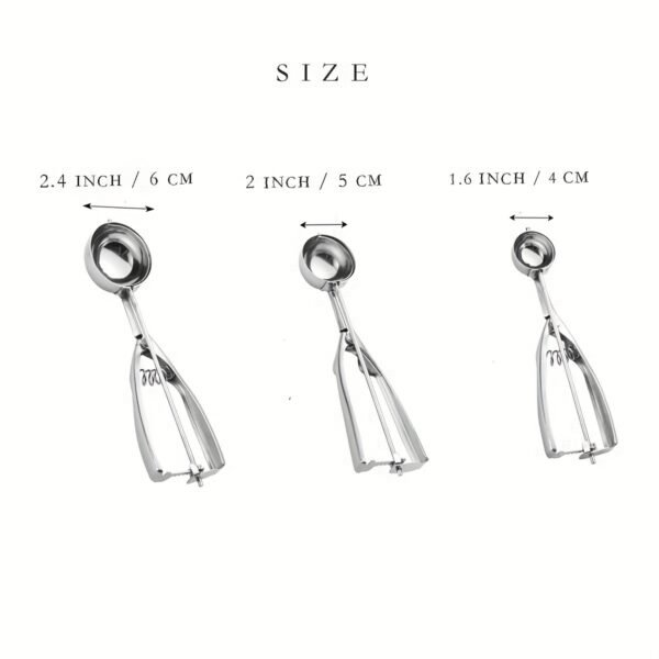 3pcs Cookie Scoop Set, Stainless Steel Ice Cream Scooper With Trigger Release, Large/Medium/Small Cookie Scooper For Baking, Cookie Scoops For Baking Set Of 3 With Cookie - Image 11
