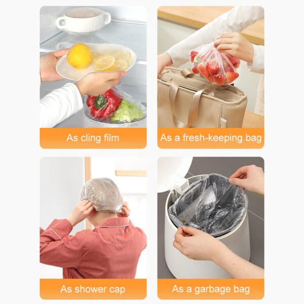 100-300pcs Disposable Food Cover Bag Plastic Wrap Elastic Food Lids Storage Kitchen Organizer Fresh Bag Fruit Bowls Caps Packing - Image 4