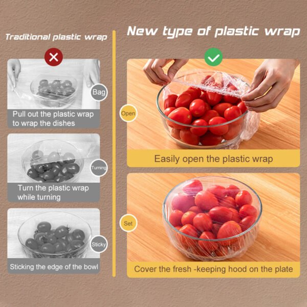 100-300pcs Disposable Food Cover Bag Plastic Wrap Elastic Food Lids Storage Kitchen Organizer Fresh Bag Fruit Bowls Caps Packing - Image 5