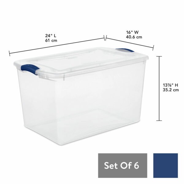 Set of 6 Sterilite 66 Quart Latch Box Plastic Storage Tote Container Organizer - Image 2