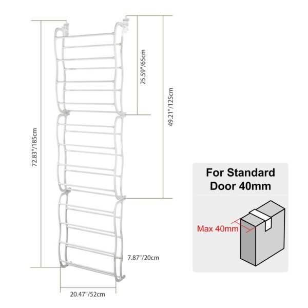 36 Pairs Over-The-Door Shoe Rack 12 Layers Wall Hanging Closet Shoe Organizer Storage Stand Requires Screwing Holes In The Door - Image 2