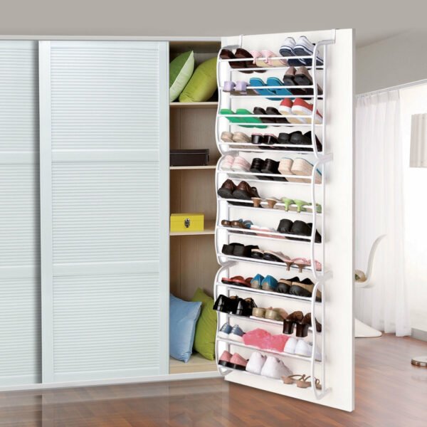 36 Pairs Over-The-Door Shoe Rack 12 Layers Wall Hanging Closet Shoe Organizer Storage Stand Requires Screwing Holes In The Door - Image 11