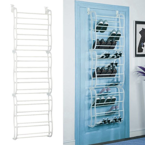 36 Pairs Over-The-Door Shoe Rack 12 Layers Wall Hanging Closet Shoe Organizer Storage Stand Requires Screwing Holes In The Door - Image 5