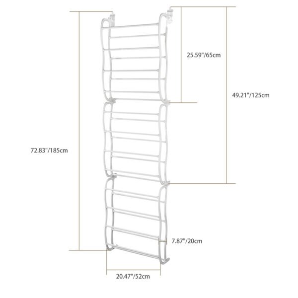 36 Pairs Over-The-Door Shoe Rack 12 Layers Wall Hanging Closet Shoe Organizer Storage Stand Requires Screwing Holes In The Door - Image 6