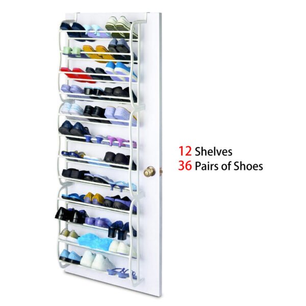 36 Pairs Over-The-Door Shoe Rack 12 Layers Wall Hanging Closet Shoe Organizer Storage Stand Requires Screwing Holes In The Door - Image 8