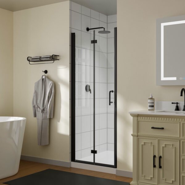 30-31.5 in.W x 72 in.H Bifold Frameless Glass Shower Door,1/4 in. Fold Clear Glass Shower Panel Pivot Swing Shower Doors,Chrome Finish,Reversible Installation - Image 2