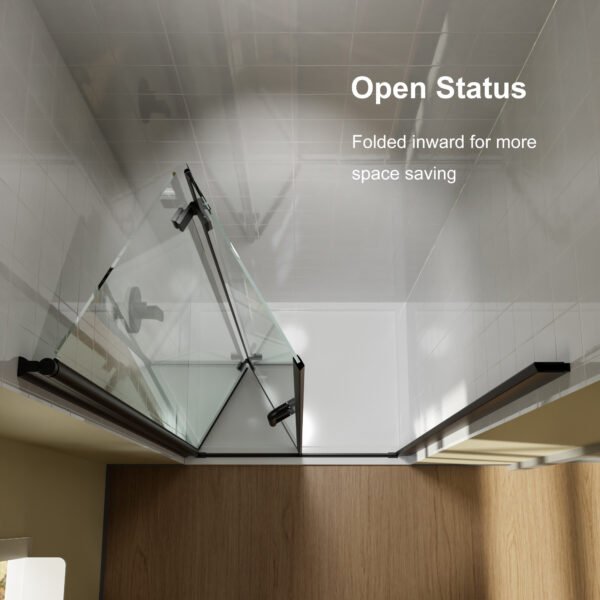 30-31.5 in.W x 72 in.H Bifold Frameless Glass Shower Door,1/4 in. Fold Clear Glass Shower Panel Pivot Swing Shower Doors,Chrome Finish,Reversible Installation - Image 6
