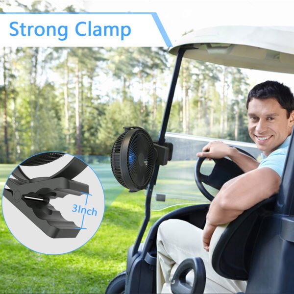 10000mAh Rechargeable Portable;  8-Inch Battery Operated Clip on Fan;  USB;  4 Speeds;  Strong Airflow;  Sturdy Clamp for Office Desk Golf Car Outdoor Travel Camping Tent Gym Treadmill - Image 20