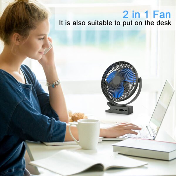 10000mAh Rechargeable Portable;  8-Inch Battery Operated Clip on Fan;  USB;  4 Speeds;  Strong Airflow;  Sturdy Clamp for Office Desk Golf Car Outdoor Travel Camping Tent Gym Treadmill - Image 16