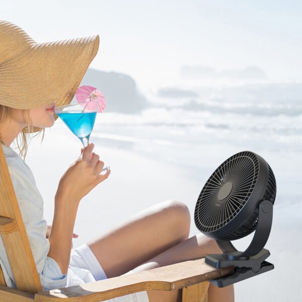 10000mAh Rechargeable Portable;  8-Inch Battery Operated Clip on Fan;  USB;  4 Speeds;  Strong Airflow;  Sturdy Clamp for Office Desk Golf Car Outdoor Travel Camping Tent Gym Treadmill - Image 31