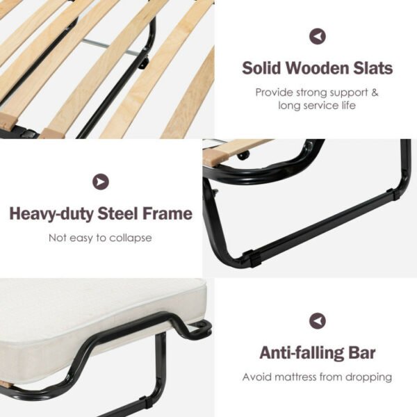 Made in Italy Rollaway Folding Bed with Memory Foam Mattress and Dust-Proof Bag - Image 5