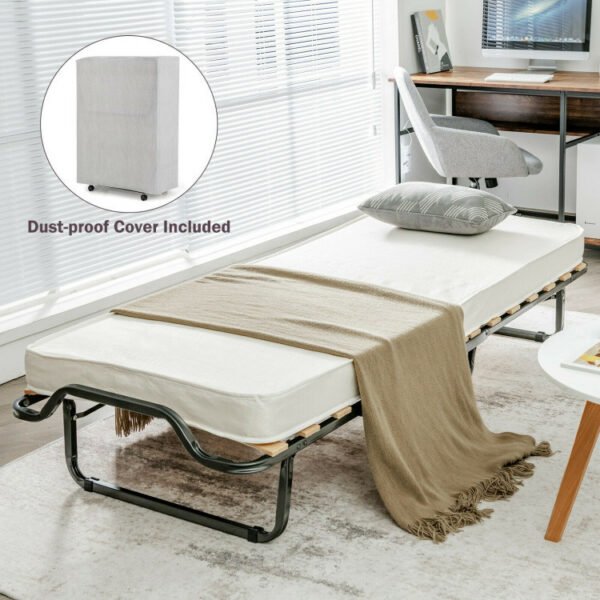 Made in Italy Rollaway Folding Bed with Memory Foam Mattress and Dust-Proof Bag - Image 10