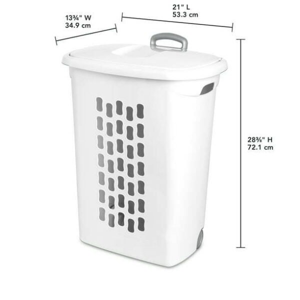 Wheeled Laundry Hamper Plastic, White, Set of 2 - Image 4