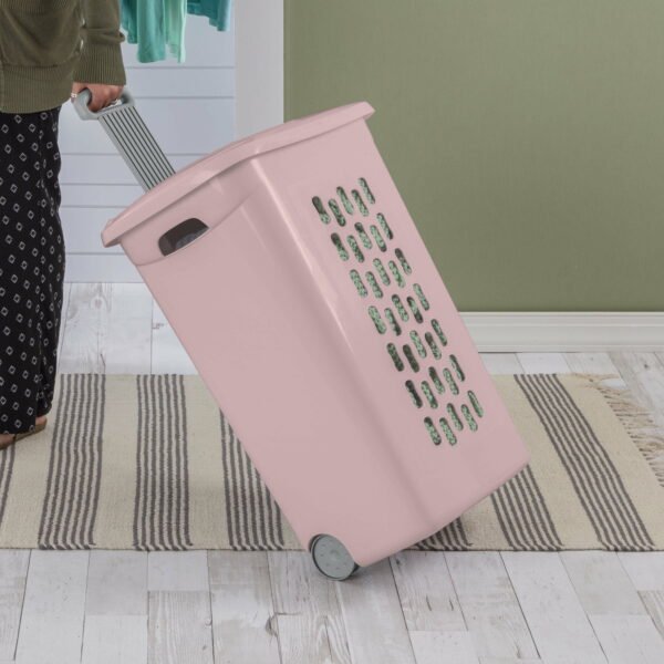 Wheeled Laundry Hamper Plastic, White, Set of 2 - Image 17