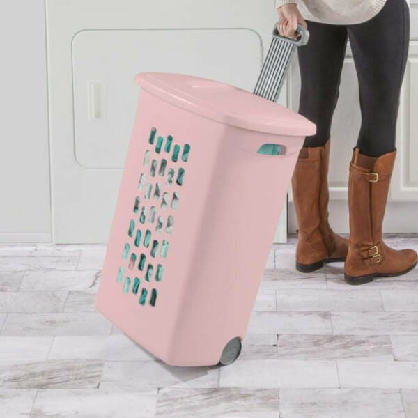 Wheeled Laundry Hamper Plastic, White, Set of 2 - Image 22