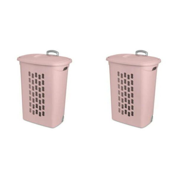 Wheeled Laundry Hamper Plastic, White, Set of 2 - Image 23
