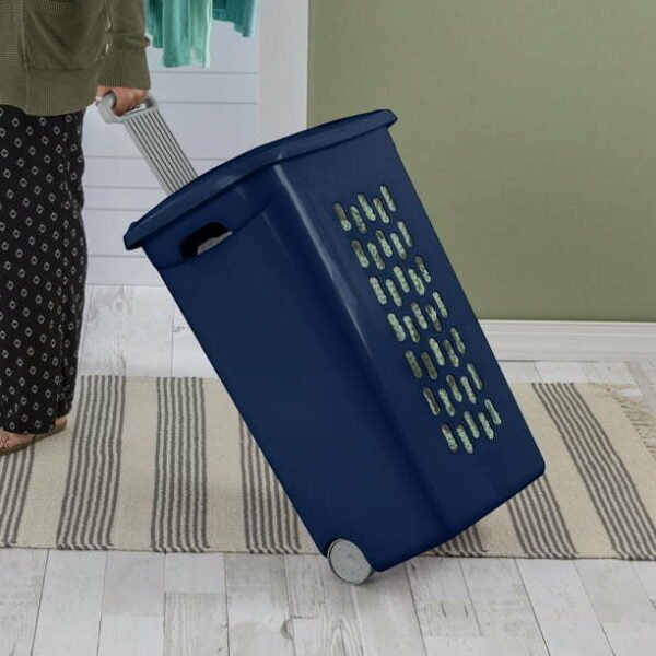 Wheeled Laundry Hamper Plastic, White, Set of 2 - Image 9