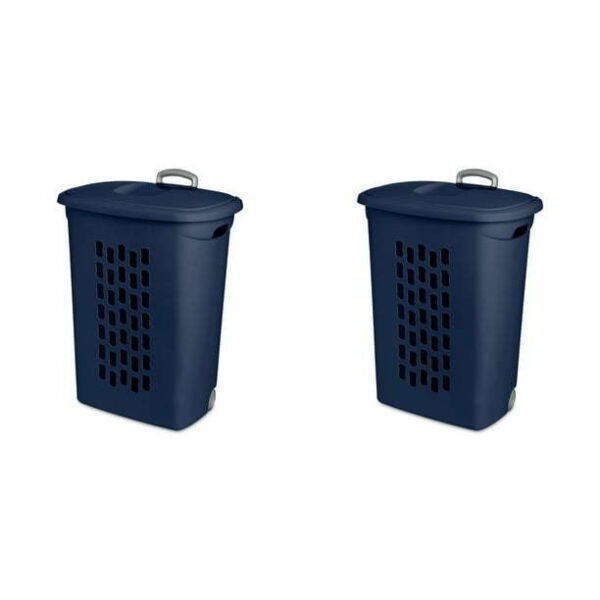 Wheeled Laundry Hamper Plastic, White, Set of 2 - Image 12