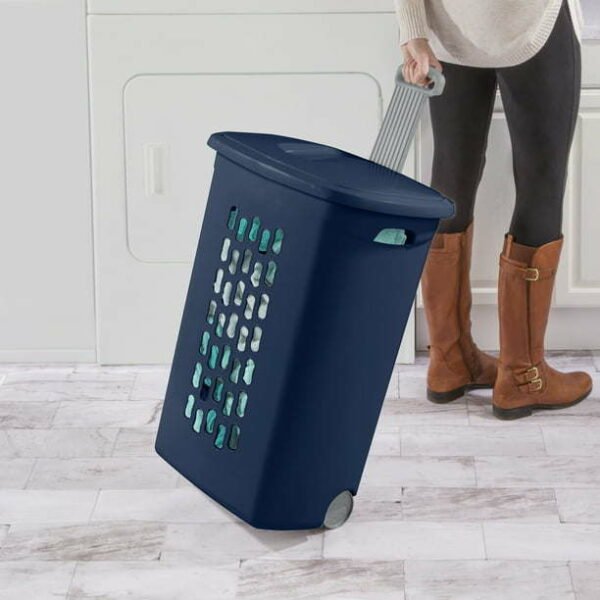 Wheeled Laundry Hamper Plastic, White, Set of 2 - Image 15