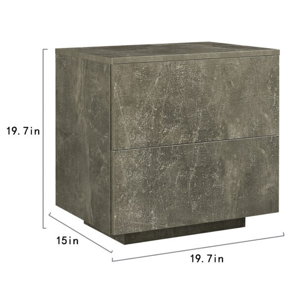 Nightstand with LED Strip Lights, Modern Bed Side Table with 2 Drawers, End Table for Living Room, Bedroom, Hallway, Grey - Image 6