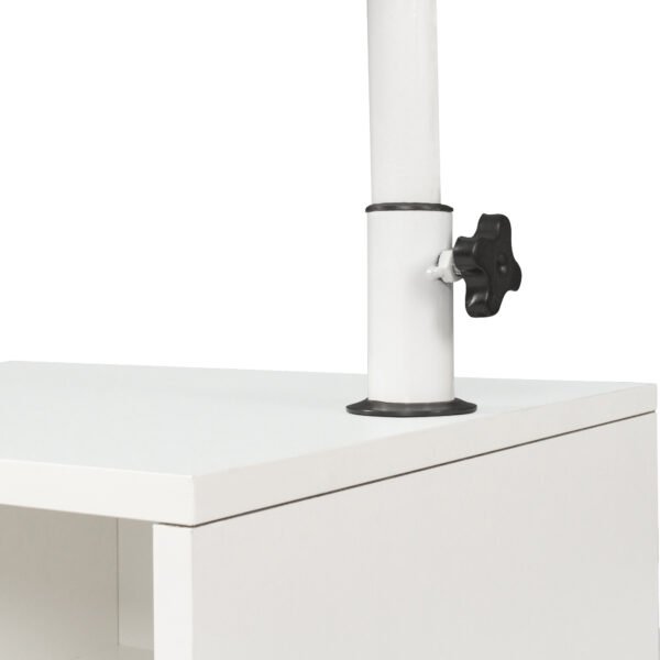 Height Adjustable Overbed End Table Wooden Nightstand with Swivel Top, Storage Drawers, Wheels and Open Shelf,(White) - Image 9