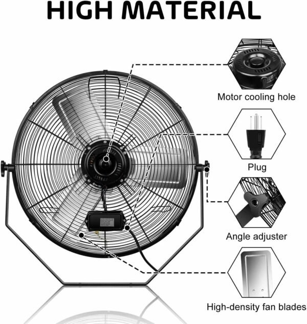 2Pack 24 Inch Industrial Wall Mount Fan, 3 Speed Commercial Ventilation Metal Fan for Warehouse, Greenhouse, Workshop, Patio, Factory and Basement - High Velocity - Image 5