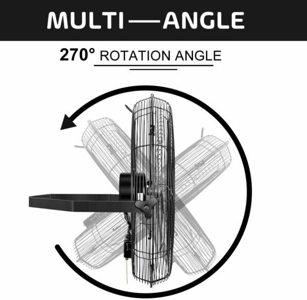 2Pack 24 Inch Industrial Wall Mount Fan, 3 Speed Commercial Ventilation Metal Fan for Warehouse, Greenhouse, Workshop, Patio, Factory and Basement - High Velocity - Image 8